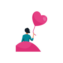 Cute happy valentines day set. Cartoon love romantic stickers elements with hearts. Hand drawn vector illustration