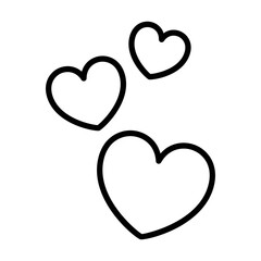 Black single flying hearts thin line icon, simple full of loves flat design pictogram, infographic vector for app logo web button ui ux interface elements isolated on white background