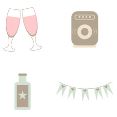 Party Decoration Icon. Simple Cartoon Style. Vector Illustration Set.