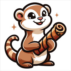 Cinnamon Ferret mascot vector illustration on white background