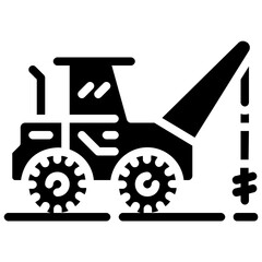 drill truck solid vector icon