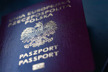 fresh passport of republic of poland - obrazy, fototapety, plakaty