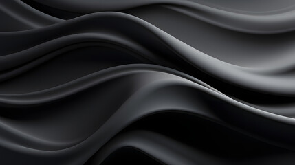 Fototapeta premium A seamless abstract black texture background featuring elegant swirling curves in a wave pattern, set against a dark material background.