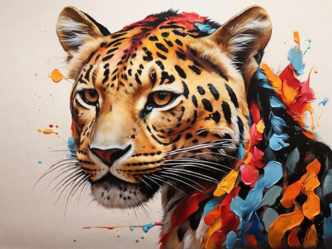 Colorful Leopard Head Painting for Wildlife Awareness