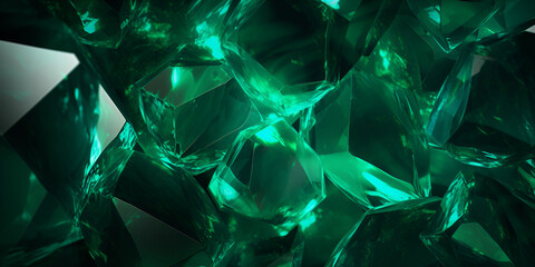 A green diamond is shown with a green background,, Green Diamond Sparkling Against Verdant Backdrop