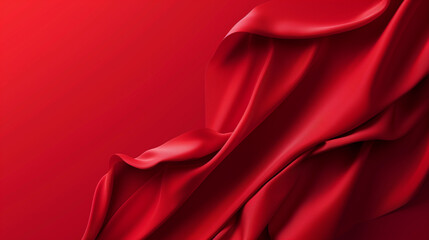 Red satin or silk wavy abstract background with blank space for text. - obrazy, fototapety, plakaty