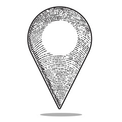 location icon vector engraving style hand drawn black and white