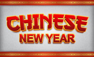 chinese new year oriental background gong xi fa cai typography editable text effect template design - obrazy, fototapety, plakaty