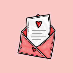 love letter people for valentine clipart illustration vector design isolated in pink background