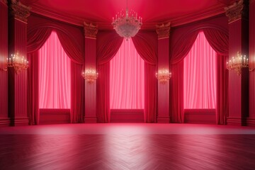red stage with curtains