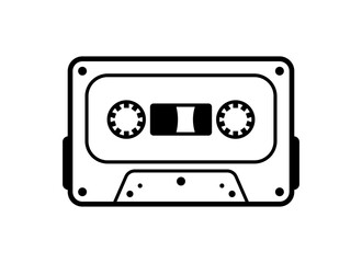 Cassette tape line icon isolated in white background.