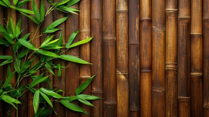 old brown tone green  bamboo plank fence texture for background, bamboo pattern texture background ,  - obrazy, fototapety, plakaty