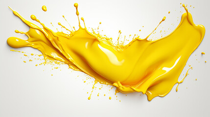 yellow paints splash isolated on white background