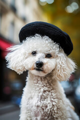 Generative AI illustration of cute dog dressed in luxury clothes