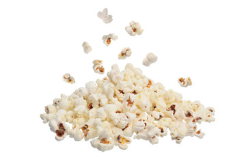 Heap of delicious popcorn on transparent background png - obrazy, fototapety, plakaty