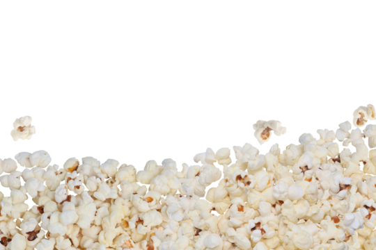 Fresh butter popcorn on transparent background png