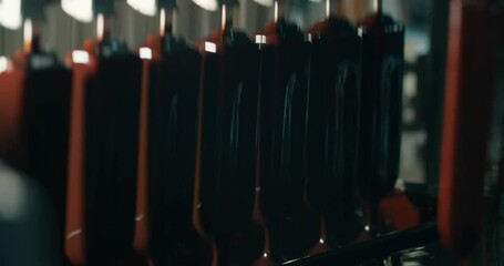 Creamy ice cream is dipped in chocolate glaze. Ice cream production.