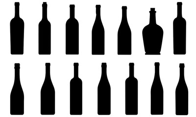 silhouette wine bottles set vector eps 10 - obrazy, fototapety, plakaty