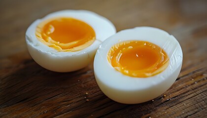 Two eggs, one cut in half