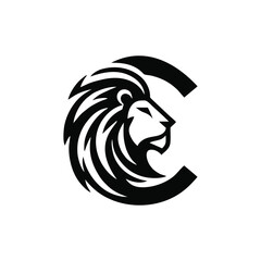 Dynamic 'C' Logo with Lion Silhouette