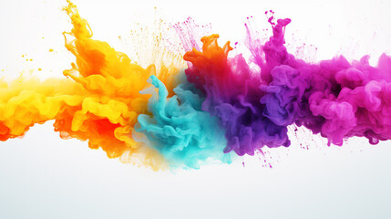 splash of colorful powder over white background - obrazy, fototapety, plakaty
