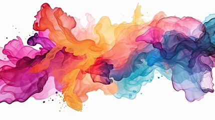 abstract colorful watercolor background, Colorful smoke watercolor against a white background, perfect for vibrant and artistic designs. posters, covers, and artistic projects.splash watercolor