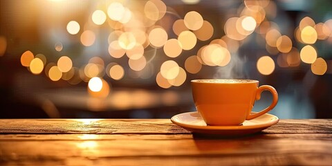 Coffee bliss. Cozy espresso moment captured in vintage aesthetic perfect for eliciting warmth and aroma of freshly brewed coffee in stylish nighttime setting