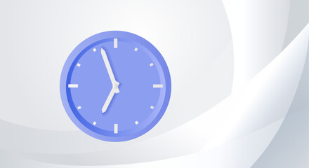 Clock showing the time 6 hours and 55 minutes, on a blue background. Business hours. Vector design element for your project.Time to act