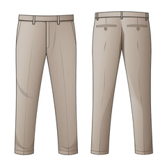 Illustration of brown formal trousers with details.