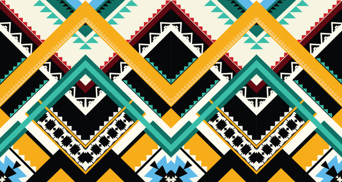 Geometric Ethnic Patterns. American, African,Western, Aztec, motif Navajo, and bohemian pattern styles. designed for background,wallpaper,print, carpet,wrapping,tile,salong, batik.vector illustration