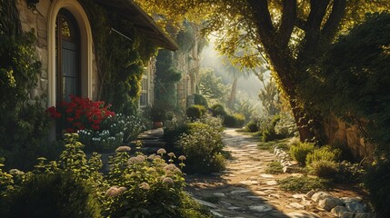 Step into the sublime beauty of a house in the garden, where the interplay of light and shadow...