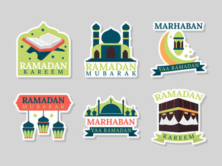 Fasting Month Ramadan Mubarak Flat Sticker Collection