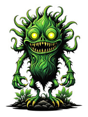 Fototapeta premium Green monster plants character design illustration on transparent background