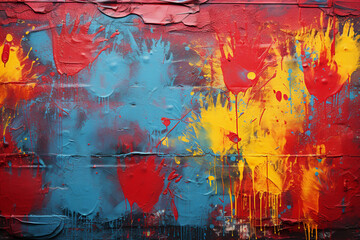Simplistic, bold fingerprint lines on a backdrop of bright, graffiti art. - obrazy, fototapety, plakaty