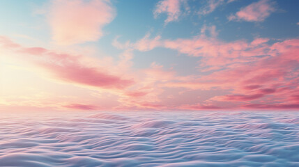 Simplistic fingerprint pattern on a background of soft, pastel clouds.
