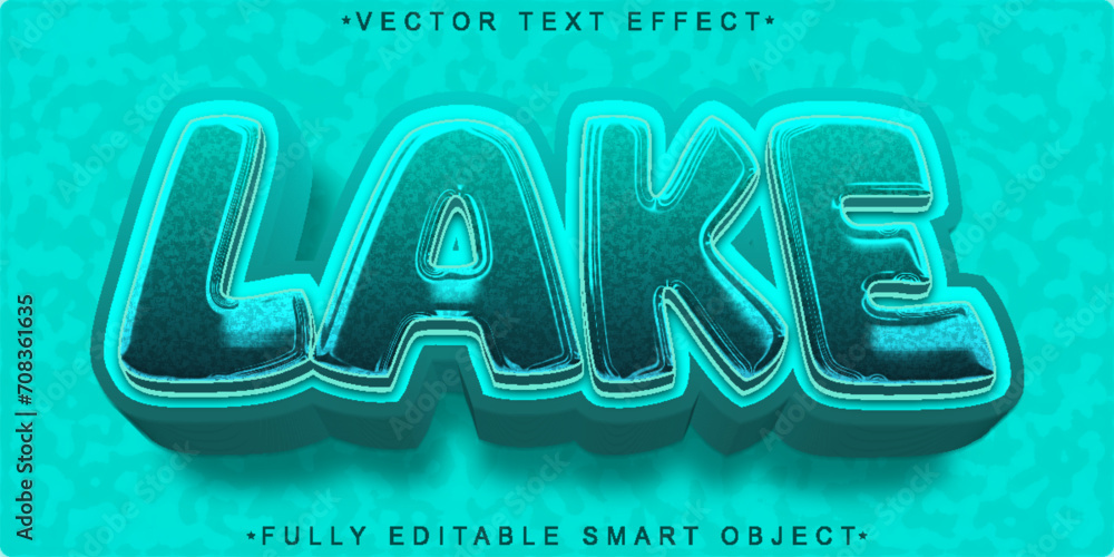 Poster cartoon turquoise lake vector fully editable smart object text effect