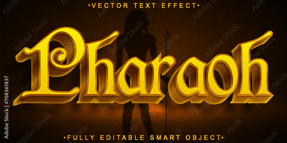 Poster golden historic pharaoh vector fully editable smart object text effect