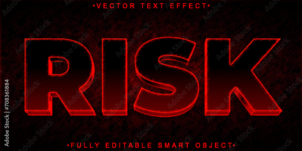 Poster red risk vector fully editable smart object text effect