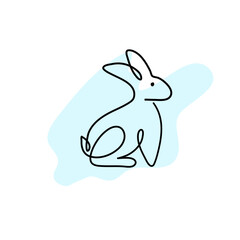 Easter bunny in simple one line style