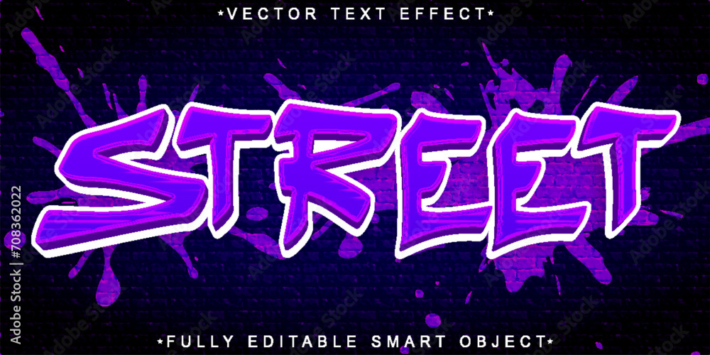 Poster purple graffiti street vector fully editable smart object text effect