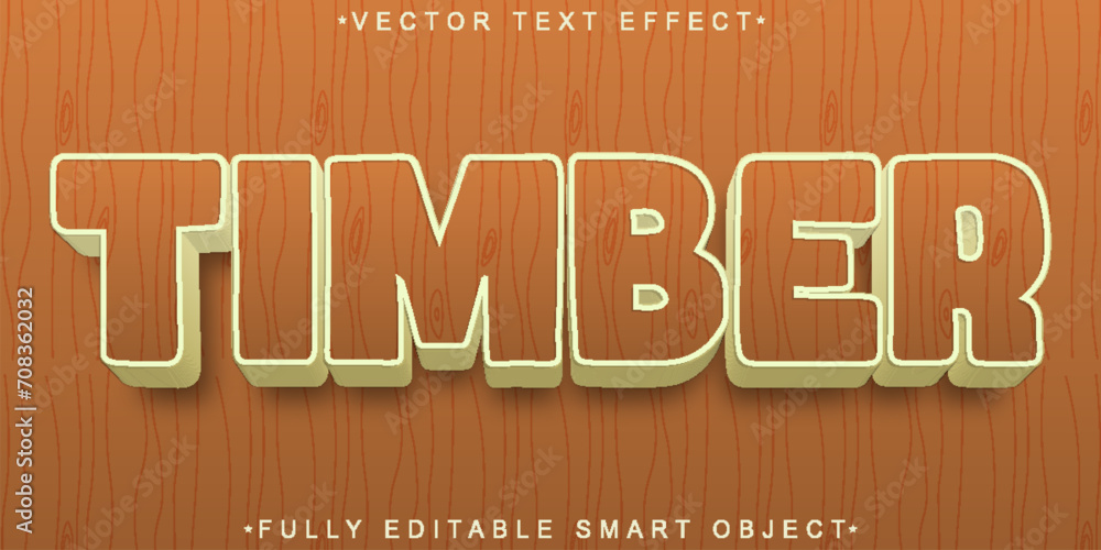 Poster cartoon wooden timber vector fully editable smart object text effect