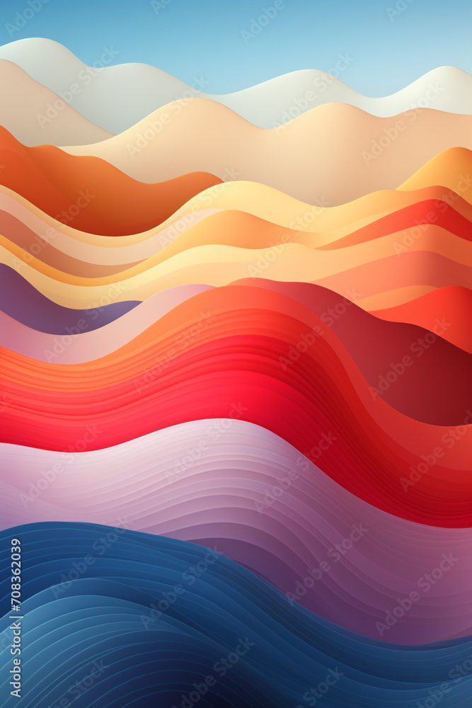 Poster an abstract interpretation of a mountain range with bold color blocks.