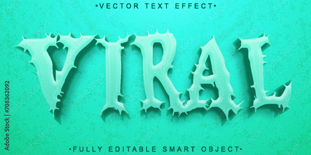 Poster turquoise cartoon viral vector fully editable smart object text effect