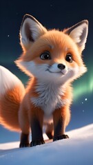 Obraz premium Beautiful baby animals, baby fox looking at the sky, , Cute baby animals for kids