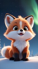 Obraz premium Beautiful baby animals, baby fox looking at the sky, , Cute baby animals for kids
