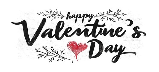 Valentine's Day greeting with heart and decorative elements. Seasonal celebration and romance.