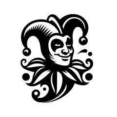 Fototapeta premium Vector logo of a jester. black and white logo of a medieval joker. professional logo for a clown.