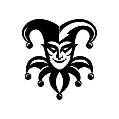 Vector logo of a jester. black and white logo of a medieval joker. professional logo for a clown.