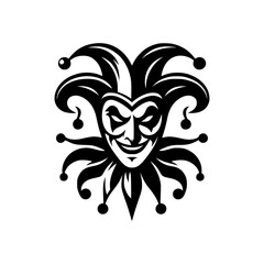 Vector logo of a jester. black and white logo of a medieval joker. professional logo for a clown.