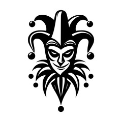 Vector logo of a jester. black and white logo of a medieval joker. professional logo for a clown.